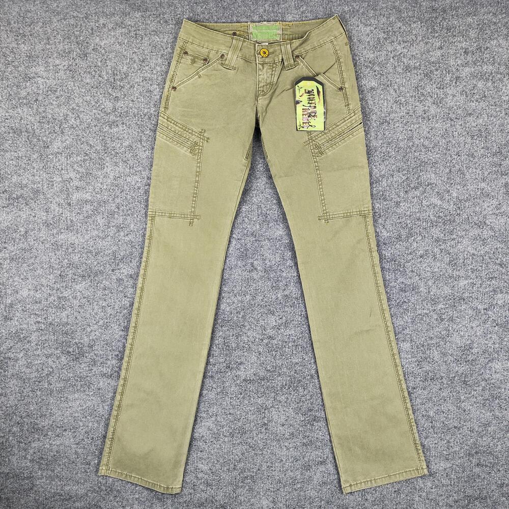 Vintage Rebel Cargo Pants Womens 27 Green Twill Straight Leg Utility Pockets